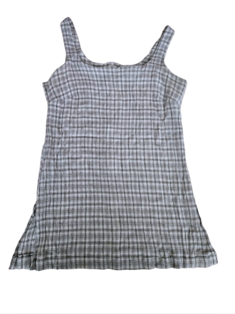 AE Sport Sleeveless Gray Plaid Stretch Cotton Blend Top | 14W